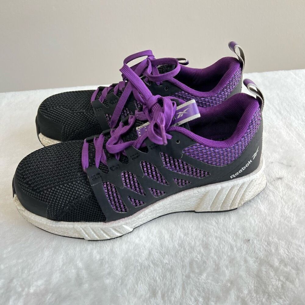 Reebok Black Purple Fusion Flexweave Work Sneakers 6 Women - Picture 3 of 9